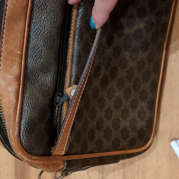 Celine Vintage Macadam Dark Crossbody Purse With Dust Bag Callouts - Picture 15 of 17